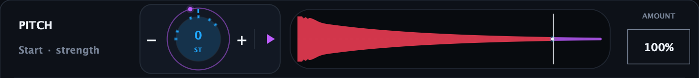 Pitch wheel, Tune Coverage waveform and Amount